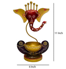 Intricately Crafted Spiritual Decor Ganesha with Tealight Candle Holder