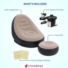 Inflatable Air Sofa Lounge Chair with Footstool – 2-Seater Leatherette, Lightweight & Portable