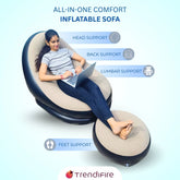 Inflatable Air Sofa Lounge Chair with Footstool – 2-Seater Leatherette, Lightweight & Portable