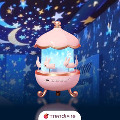 Rabbit Sky Night Light Projector for Kids – 360° Rotating Star Lamp with 6 Films, 5 Colors & Long-Lasting Rechargeable Battery