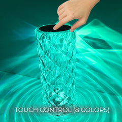 Crystal Touch Night Light – 16 Color Rose Diamond Table Lamp with Remote & USB Rechargeable | Romantic LED Decor for Bedroom, Living Room & Gifts
