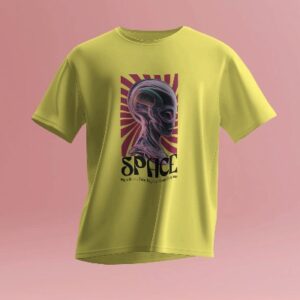 Space Printed T-Shirt for Men | Yellow